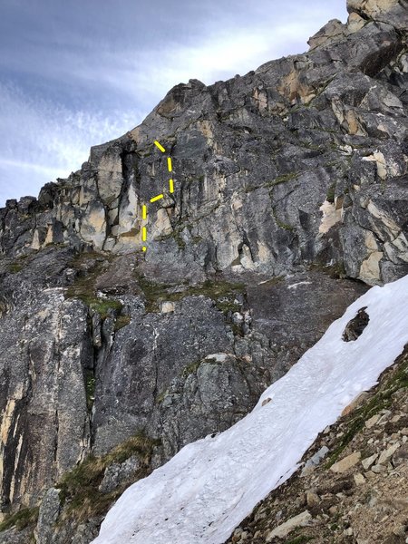 Route starts up a pitch. More potential for new routes or continuation of this route above it.