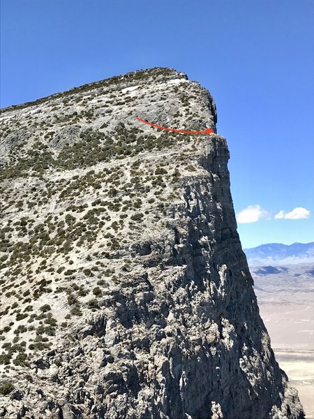 Location of BOS rappels, if you are unfamiliar with that descent route. There is a short fixed line to reach the anchors
