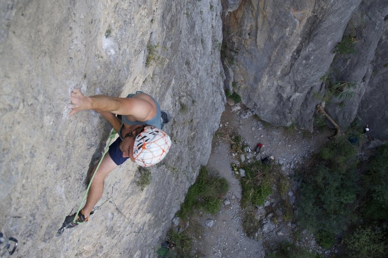Nearing the top as the holds start to disappear. January, 2020
<br>
<br>
Photo by J. Youngs, posted with permission.