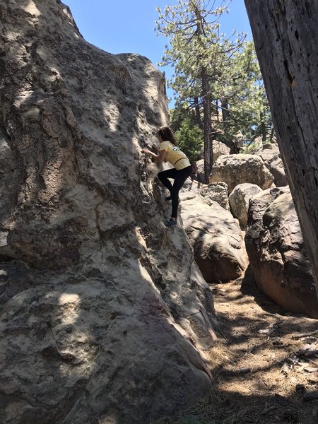 Monika climbing Alices Restaurant