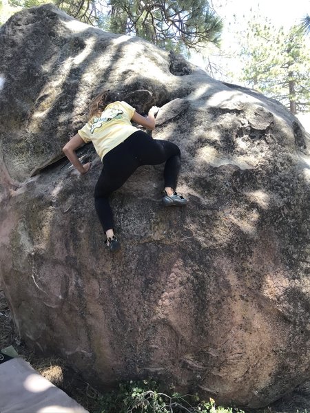 Monika pulling the tricky top out.