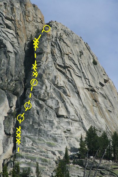 The left side of The Nazgul Wall("Marioulumne Dome - Right Side" in the old Reid Guide)