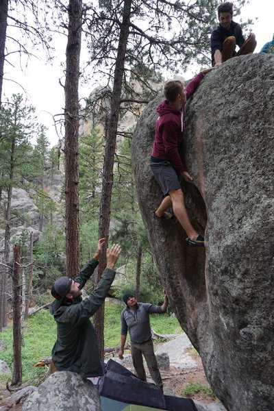 Trev reaching high for the jug.