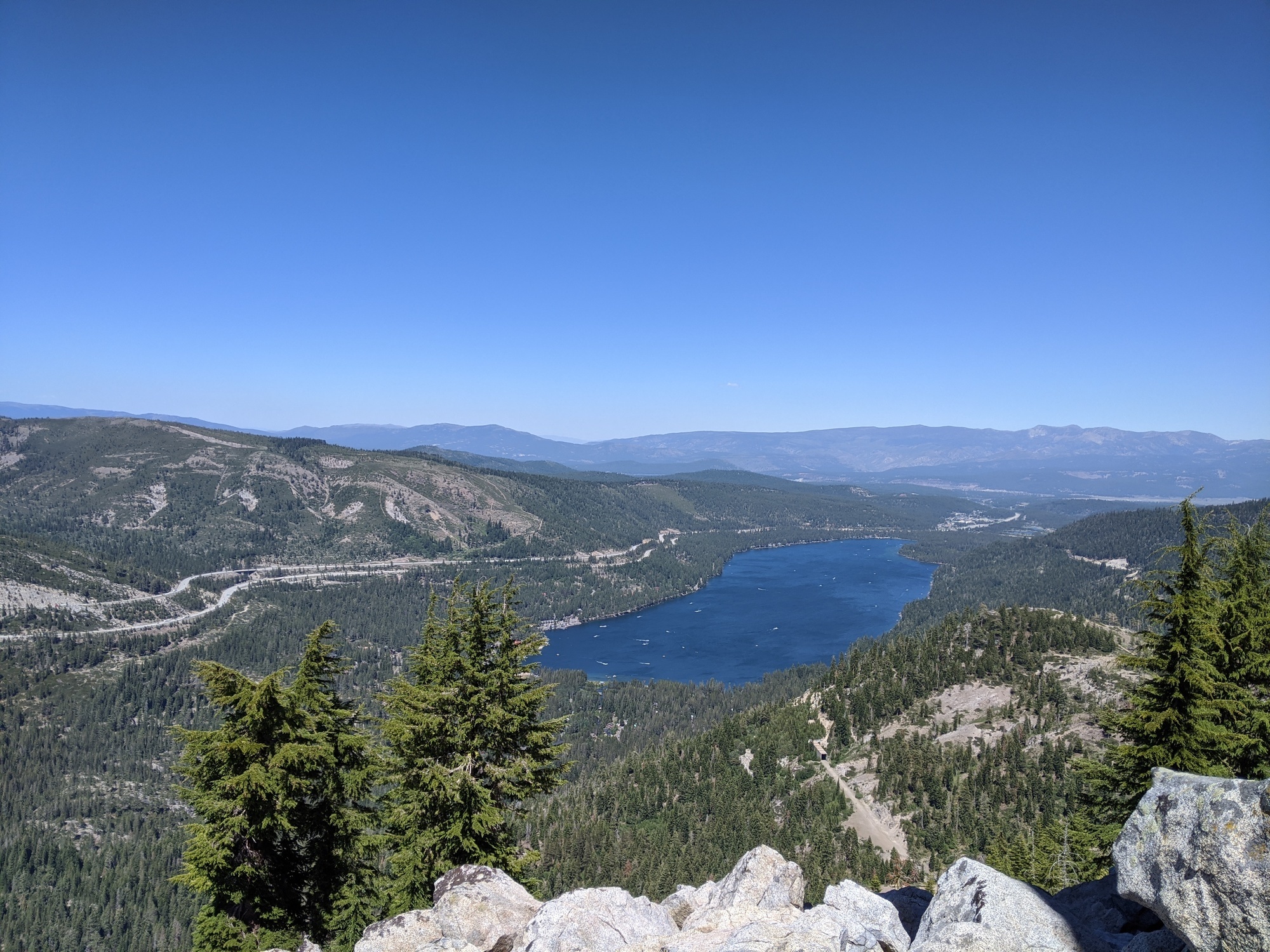 View of Donner Lake from the North Wall of the peak