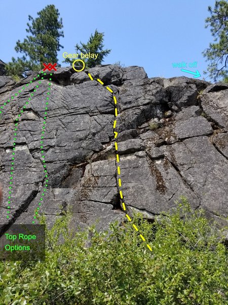 Obvious crack at center of pic; top rope routes are far left edge and out of frame.