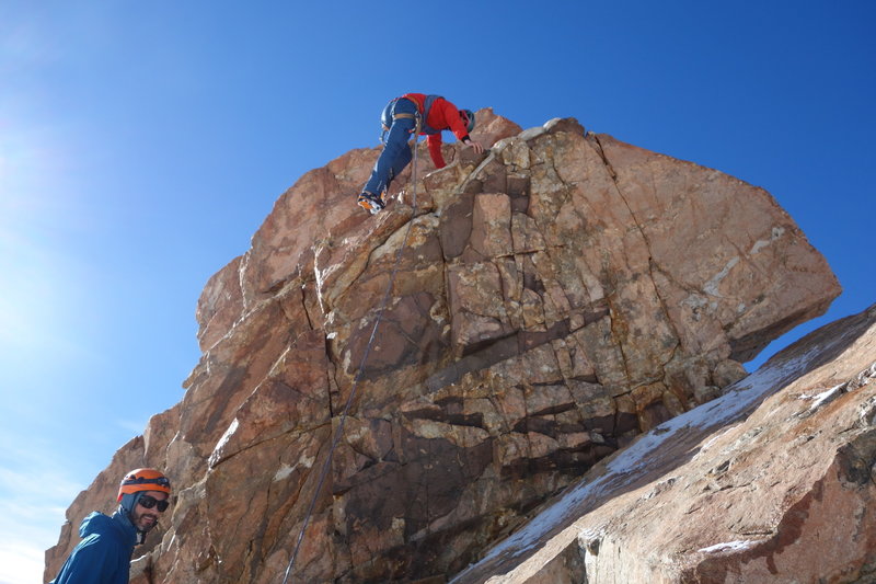 Mojon Rojo Summit Block. A couple fun lay back moves to start and you are up.