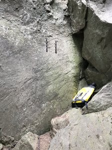 The 20 foot anchor at the base of Mind Games. This is the most common starting point for Eye In The Sky, Phylynx, Walk On Water, and Mind Games.