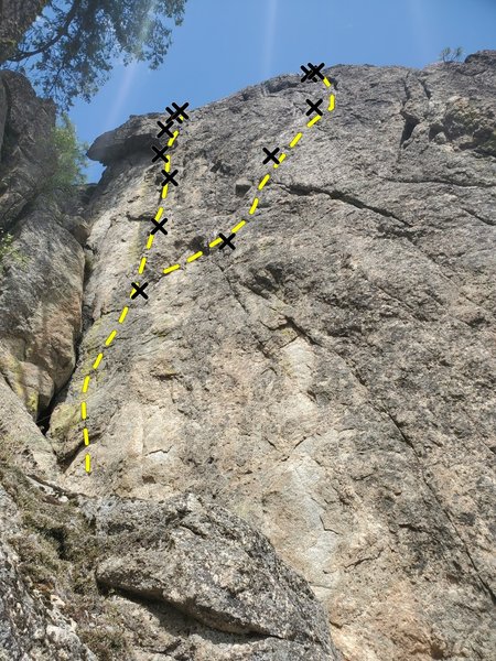 West face routes Hip To Be Square and Roll the Bones