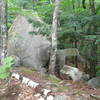 Boulder at the entrance to "Slab Area", about 200+/- ft from the road, above the slab.