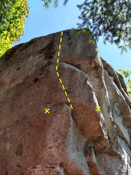 Beautiful prow of the boulder. Sit start goes from the crimps at the bottom of this photo
