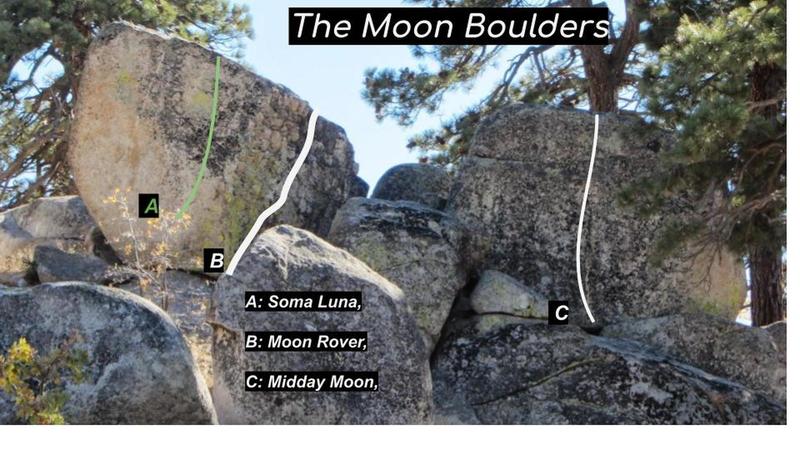 The Moon Boulders in the Natural Philosophy sector of The Sky Island Bouldering Area of GVL.