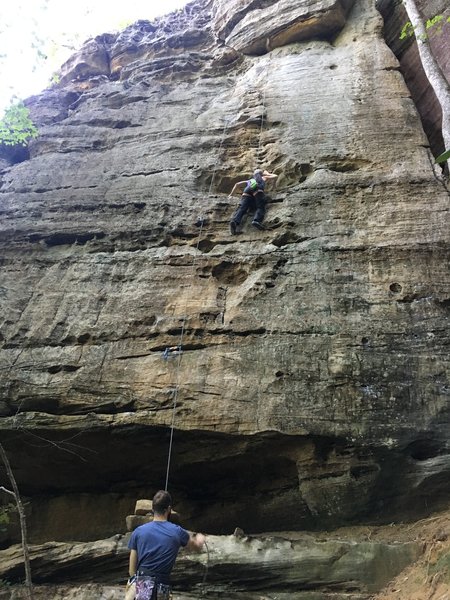 I put a BD #.3 in the horizontal crack for a little extra protection before getting the first bolt. Gave me a little extra piece of mind.