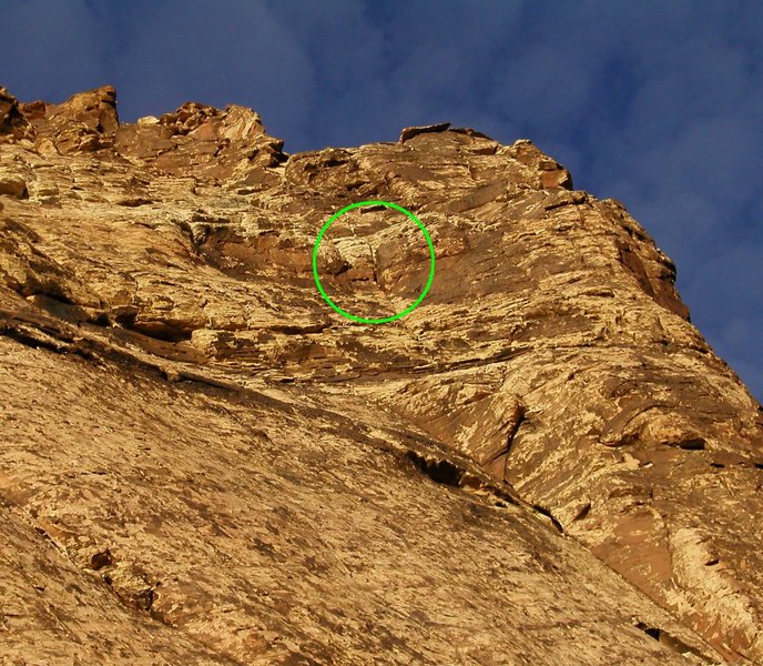 The top part of Marion's Melody. The pitch 4 corner in in the lower right, and the circle indicates upper headwall.