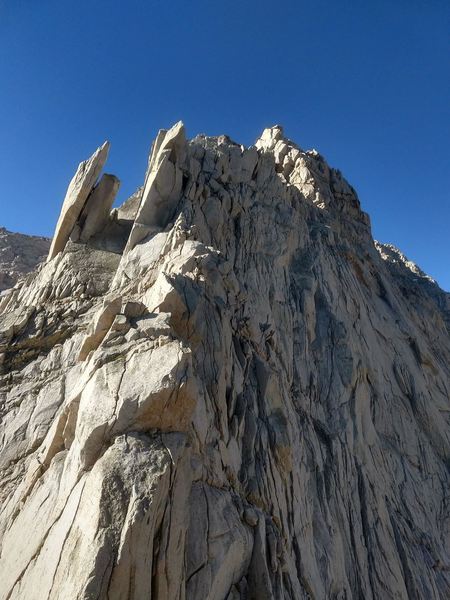 Top of Notch A, about go up the leaning flake (1st tower)