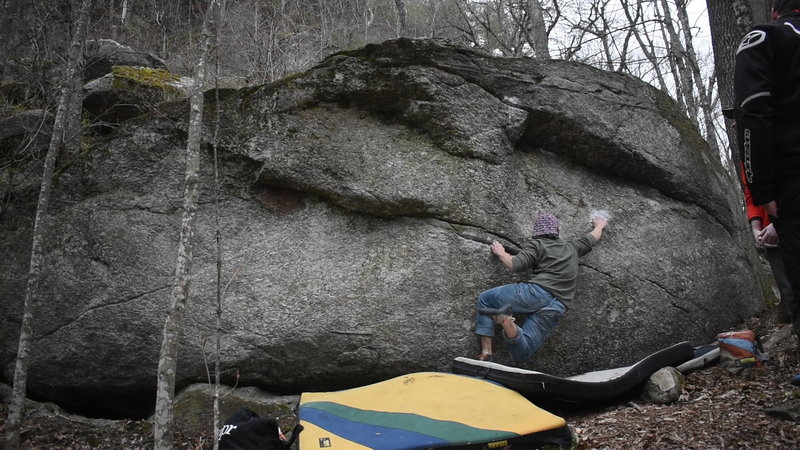 Me trying hard on the V11 sit-start.