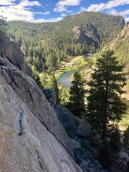 Bryce in the midst of the crux.