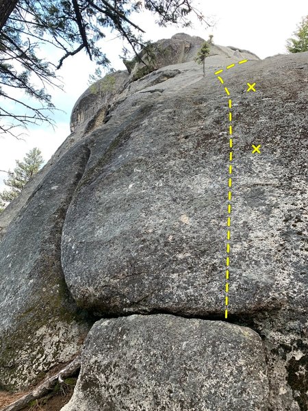 Climb the dirty slab past two bolts