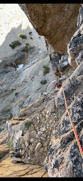 Second Pitch, belaying from top anchors.