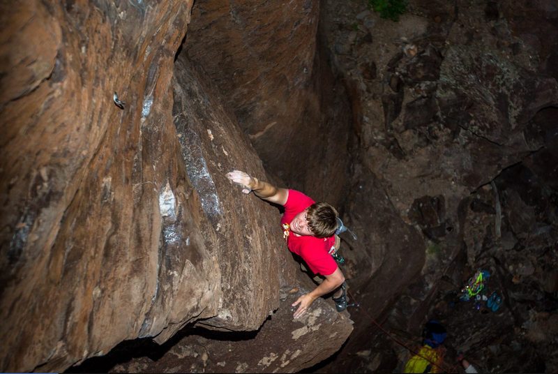 Leading up to the airy arete finish