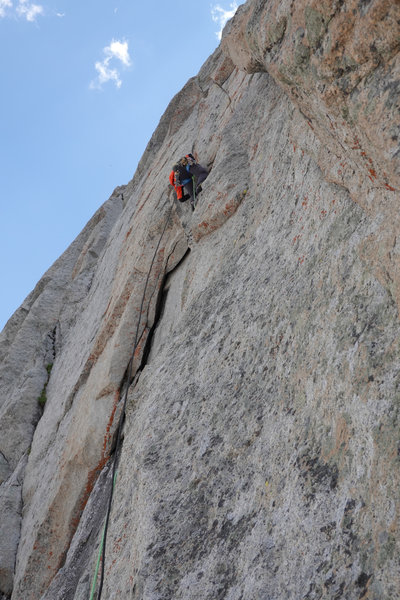 Looking up at the crux. Bolt at the feet.
