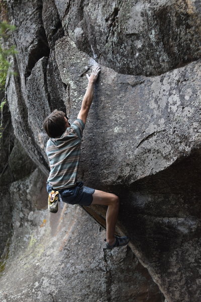 The crux move. Congrats to Clay for second ascent in a decade