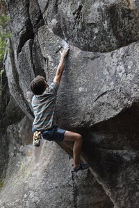 The crux move. Congrats to Clay for second ascent in a decade