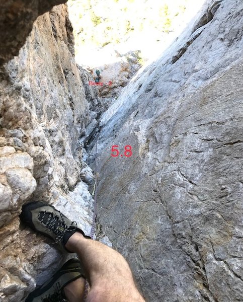Approx pitch 3 in the chimney. The Goat is directly to your left on the wall if you want a variation.