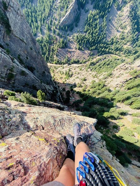 Probably my second favorite arete in the whole canyon. Well, I've only climbed two so far but that view! Thanks, Maksym, for the shoes!