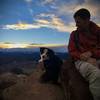 Boris and his dad Paul atop South Boulder Peak after an evening hike up Shadow Canyon. Such a good boy - the goodest. 20160306.