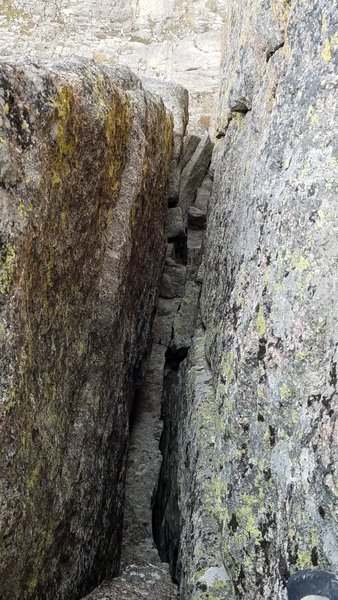 Looking down from the top of P4, the second 5.10. More of a chimney in the second half, but really fun!
