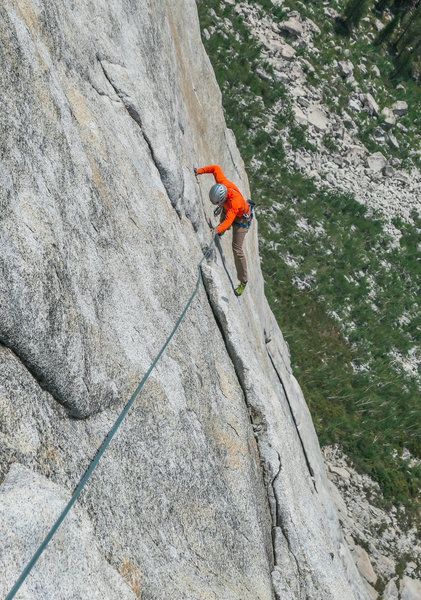Some of the climbing on the 6th pitch