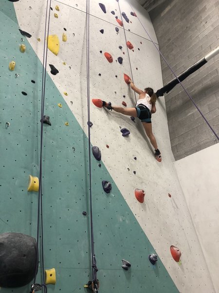 an awesome gym if your looking for one anywhere near Springfield, this is your place! route shown is a 5.10 that is no longer up at the gym.