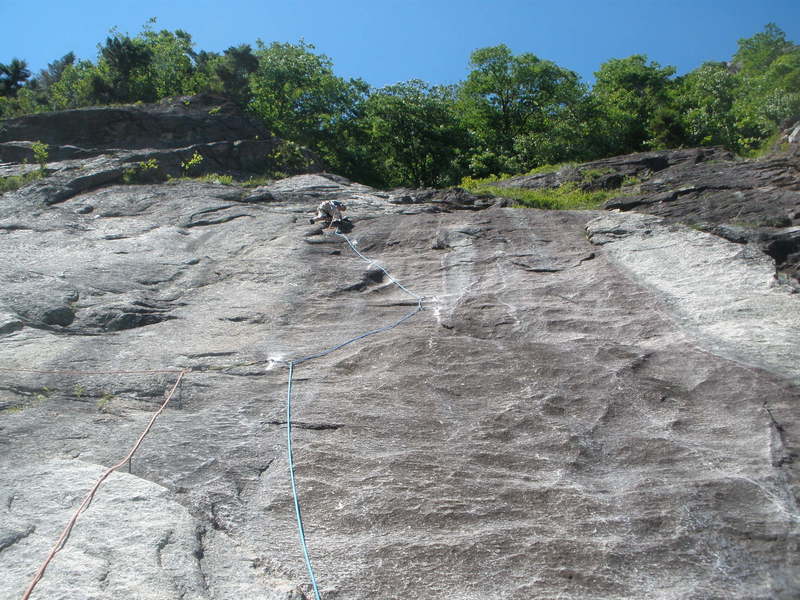 Pretty good shot of the route of P3- Jon is on top of the "hump"