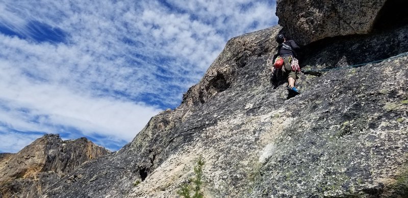 Final (optional) pitch was a blast. Starts out as an undercling traverse and turns into a slopey leanback to the top. Definitely worth doing despite the short length.