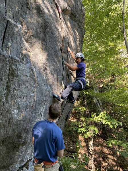 Almost out of the tricky bottom section. Photo by Andrew B.
