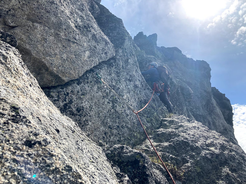 Working the last pitch to the summit