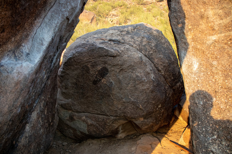 Picture of the boulder between Monkey Lust and Pencil Thin