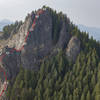 Topo of Peregrine Traverse in relation to the rest of Acker Rock. Note that this topo covers pitches 1 through 7, and does not include the downclimb, the chimney, and the knife ridge walk to the true summit