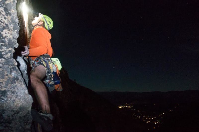 5.9 finger crack Crux off the belay