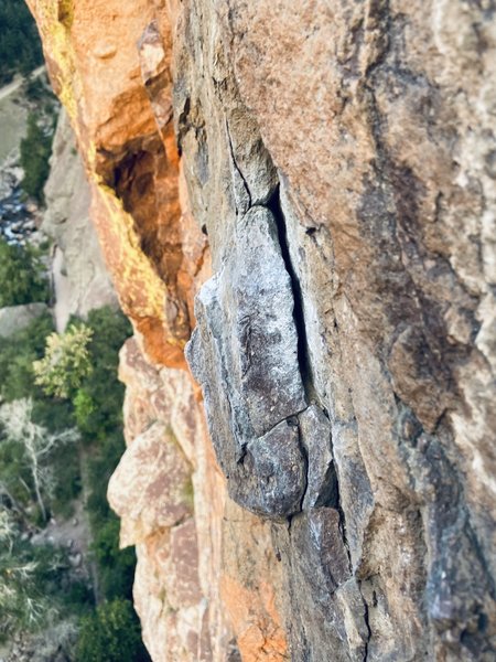 Possible nut placement that probably won't hold below final crux.