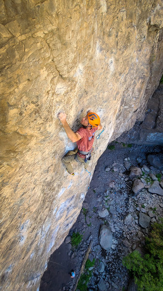 Moving into the crimpy crux. September 2020.
