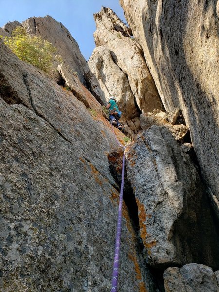 Todd Bol climbing the OW.<br>
<br>
Photo taken by Alyssa Stone.