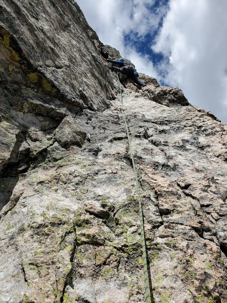 Jim on lead halfway up the Culp-Bossier.