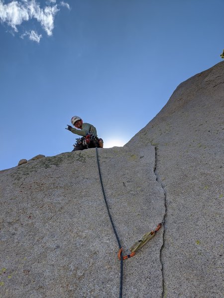 After the 5.10 boulder problem on pitch 4. On my way to the summy (Photo: Nathan Eggleston)