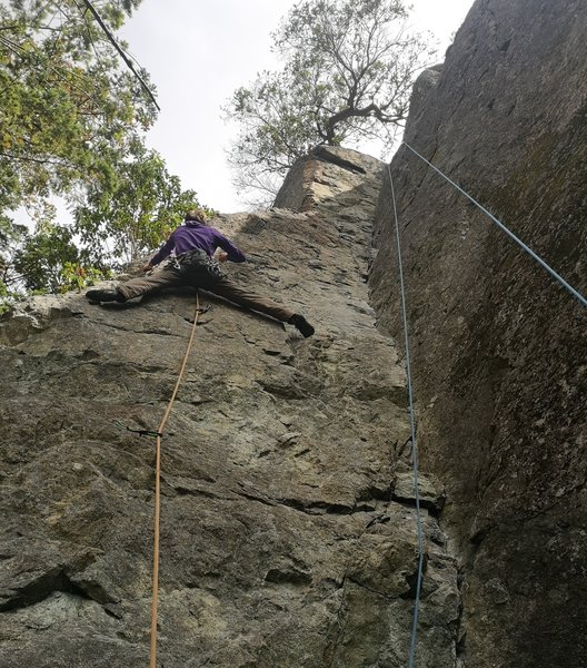 Carter navigating the lower crux