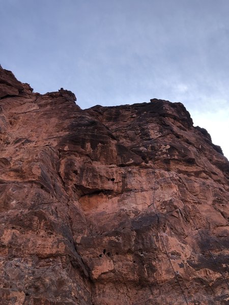 Route on the right with the rope. Route on the left with the crack is To Boo or Not to Boo