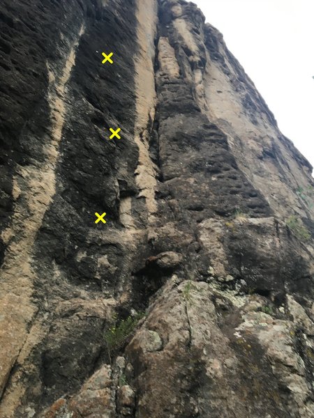 Unknown sport route between the 5.11 and 5.7 trad (Yellow Mellow). Anyone got info - may not be complete?