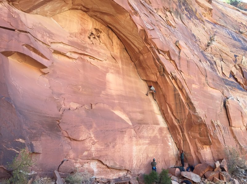 Climbing through the sweet arch!