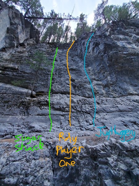 Three routes on Paintings Wall