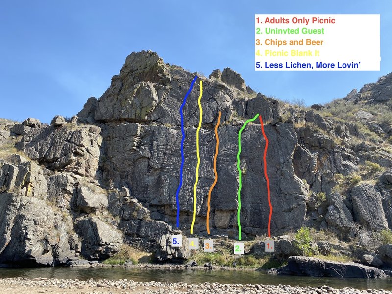 Picnic Rock taken from across the Poudre. (Skinny Dipping is missing.)